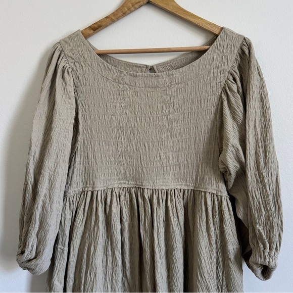 Free People FP Beach Get Obsessed Babydoll Dress size XS oversized green boho - Picture 4 of 10